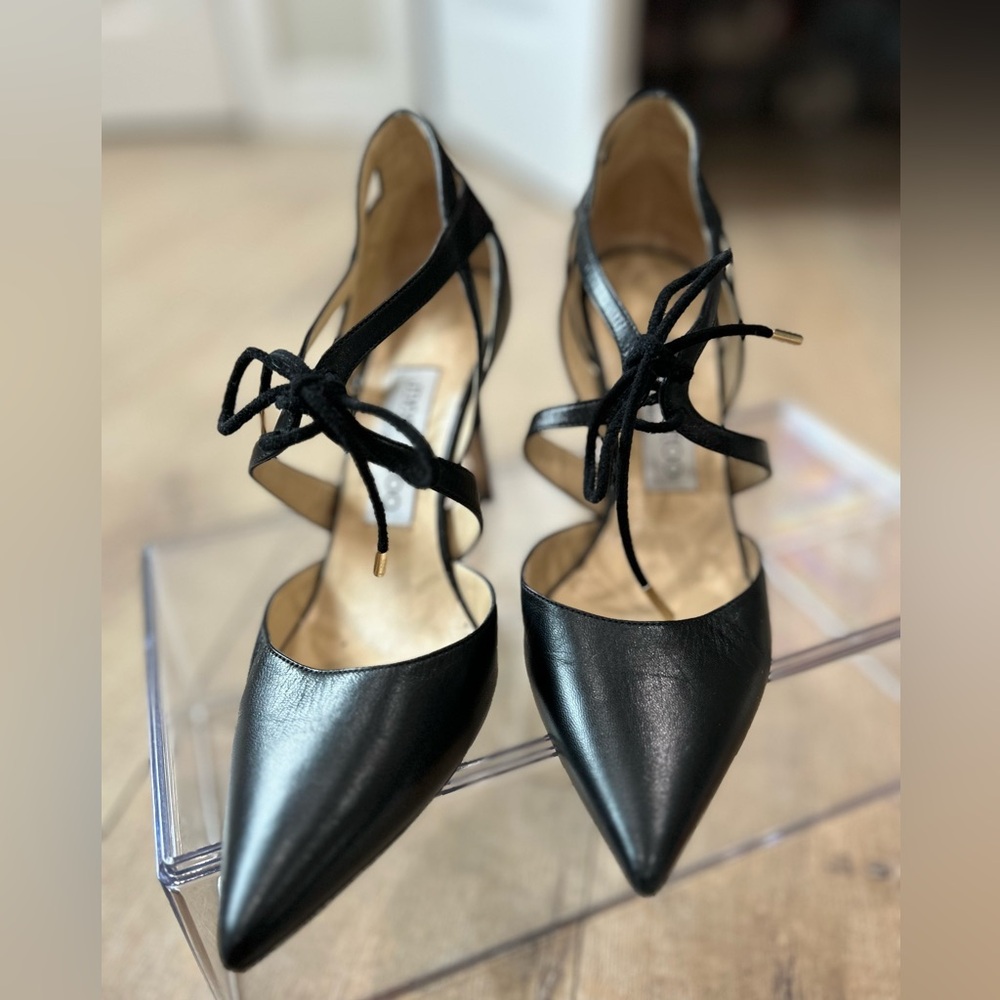 Jimmy Choo black leather heels.  So cute.